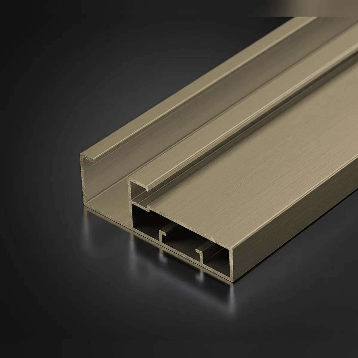 45 mm aluminium profile with handle in champagne finish