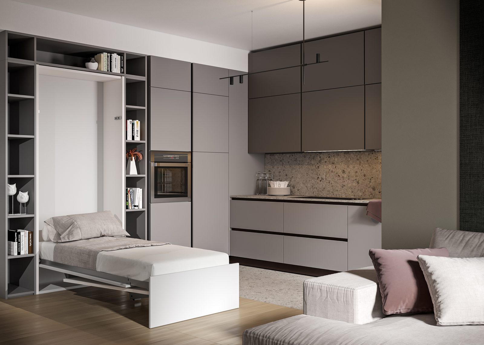 Nilo Hideaway Single Bed – foldaway bed and desk mechanism by Mirano by Varun Impex, Bed Size — 870 × 2000mm for modular furniture