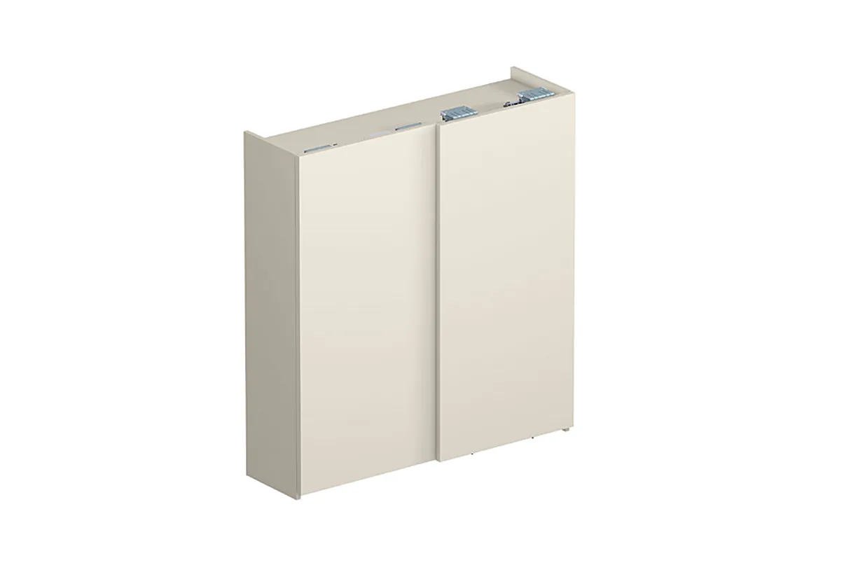 Wardrobe with two overlapping sliding doors using the Evolution system Wardrobe with two overlapping sliding doors using the Evolution system