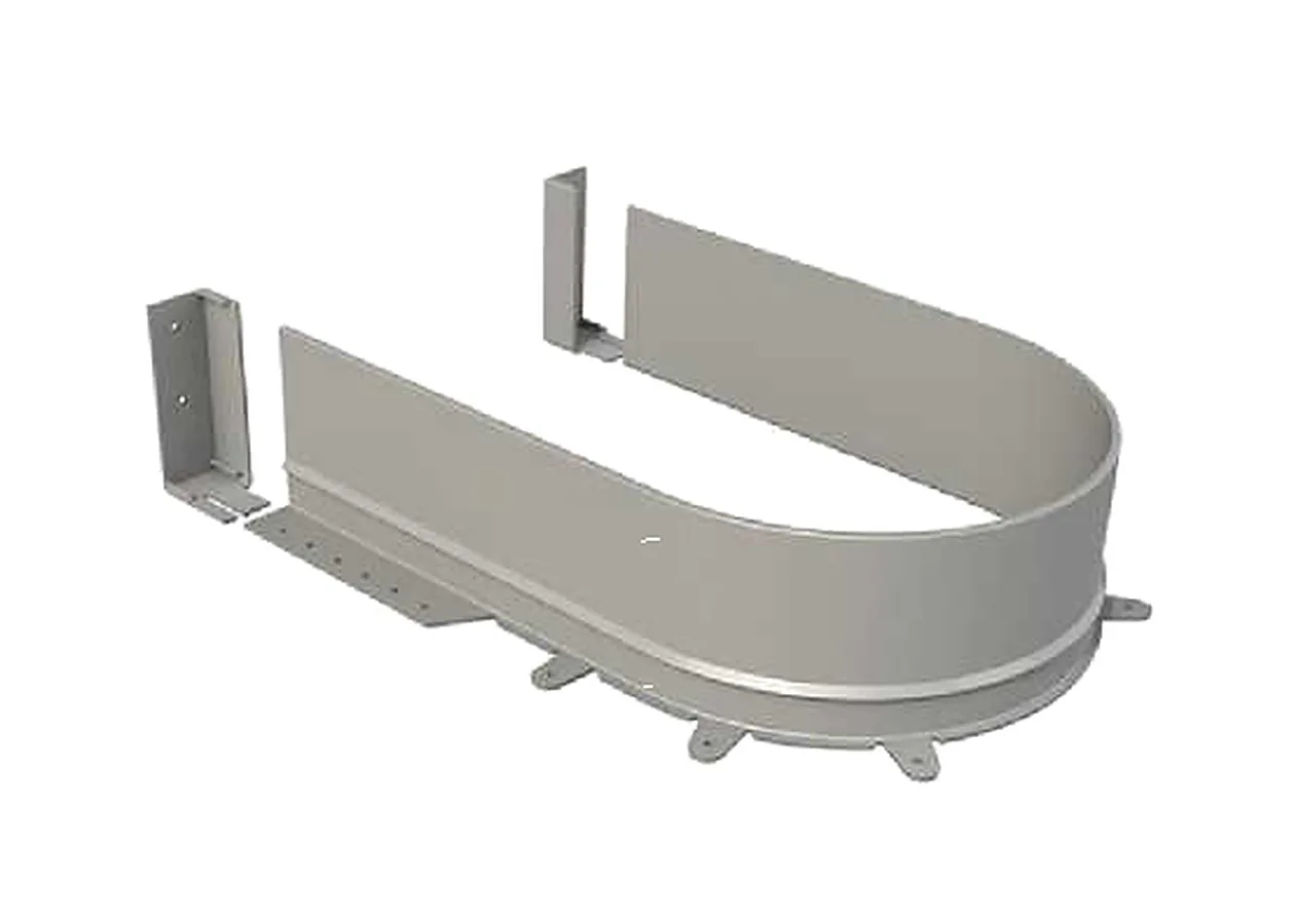 U-shape under-sink drawer guard Mirano U-shape sink unit drawer guard, a curved grey wall with fixing brackets that wraps the waste pipe cut-out of an under-sink drawer